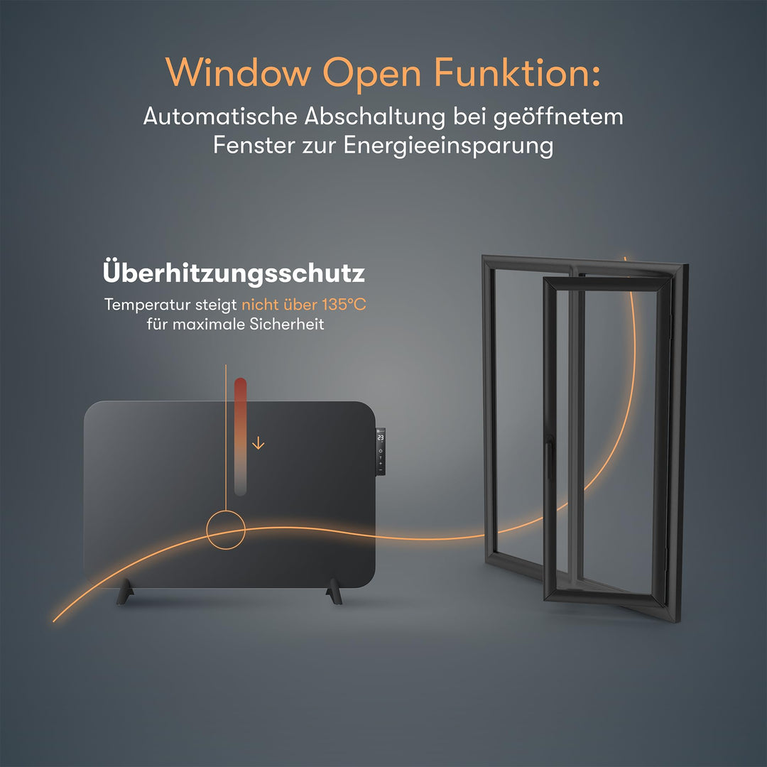 Infrarotheizung 450 W mit Smart Thermostat und App-Steuerung schwarz - Bild 5