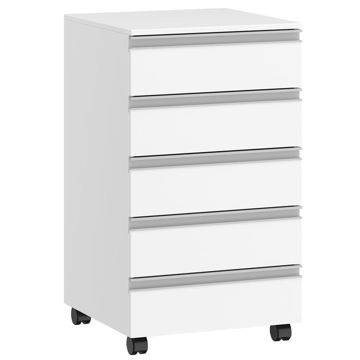Rollcontainer 5 Schubladen Holz 40x40x70cm fürs Büro weiss