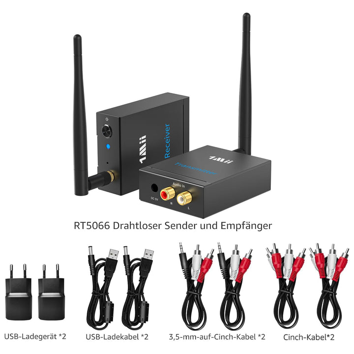 Funk Audio Sender Empfänger Set 2,4 GHz AUX Cinch kabellos HiFi - Bild 7