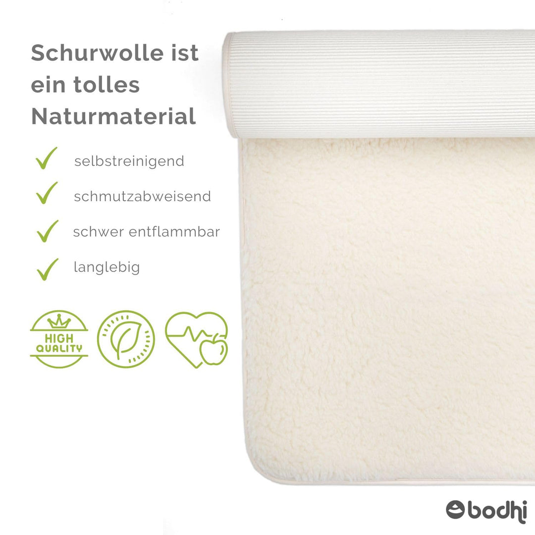 Schurwoll-Yogamatte 200x90 cm umsäumt 100% Schafwolle rutschfest - Bild 5