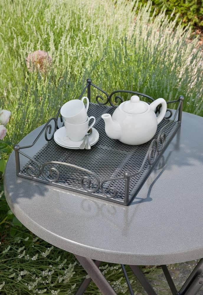 Beistelltisch Garten Stahl eisengrau mit abnehmbarem Tablett 51x69cm - Bild 4