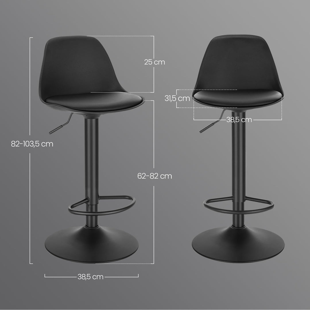 Barhocker 2er-Set PU-Kunstleder 360° drehbar höhenverstellbar mit Rückenlehne - Bild 7