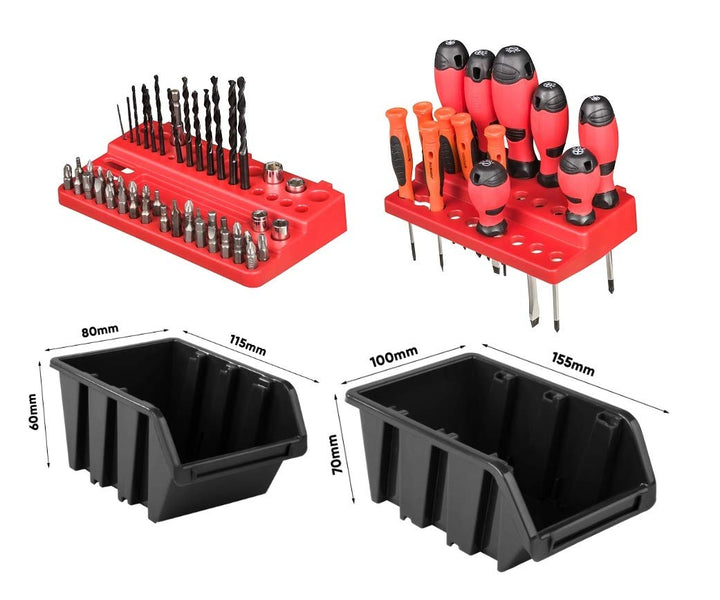Wandregal Werkzeug-Organizer 1544x780mm mit 75 Boxen und 38 Halterungen - Bild 7