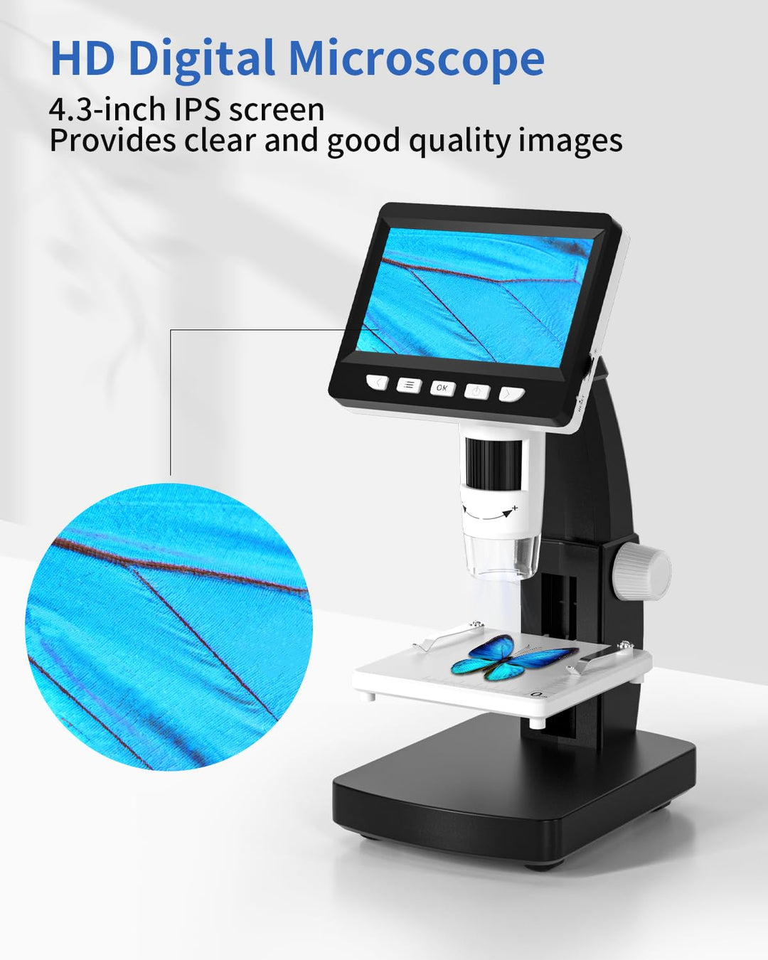 Digital-Mikroskop 4,3-Zoll LCD 50x-1000x mit 8 LED für Kinder &amp; Erwachsene - Bild 2