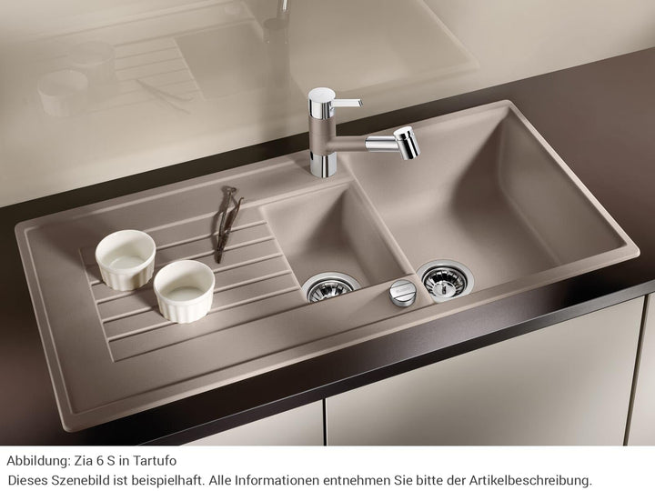Granitspüle Einbau SILGRANIT Anthrazit 6 S mit Zusatzbecken - Bild 4