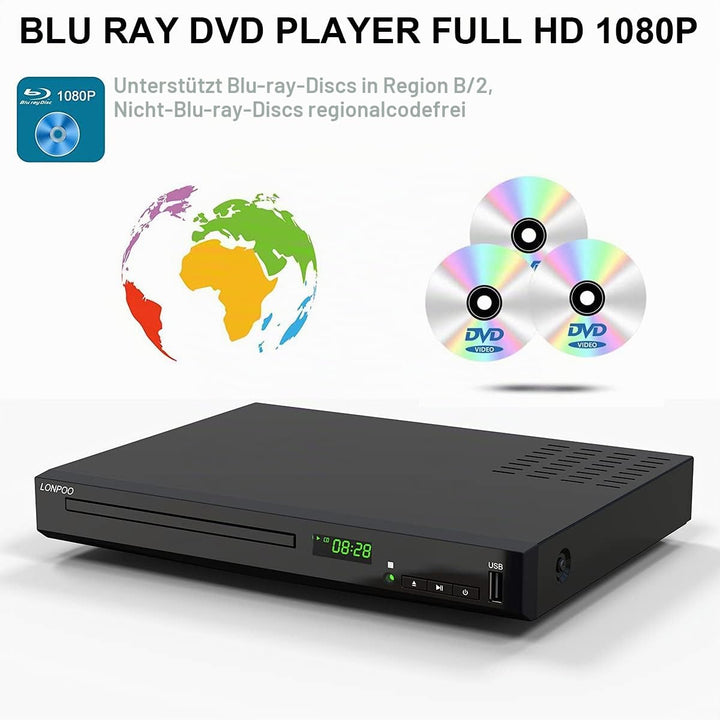 Blu-ray DVD Player 1080P Full HD HDMI AV Dolby TrueHD DTS-HD - Bild 6