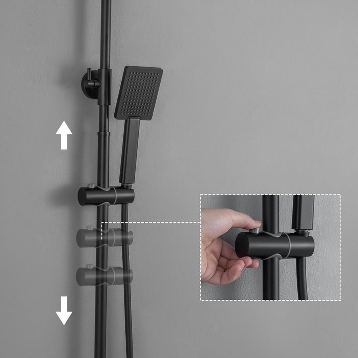 Duschsystem Schwarz Regendusche 25x25cm höhenverstellbar mit Handbrause - Bild 6