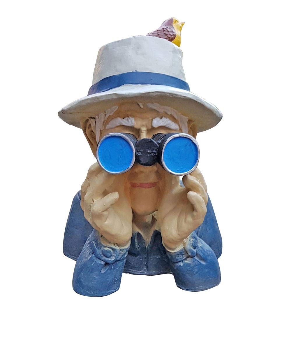 Gartenfigur Spanner mit Fernglas Polyresin handbemalt 28 cm