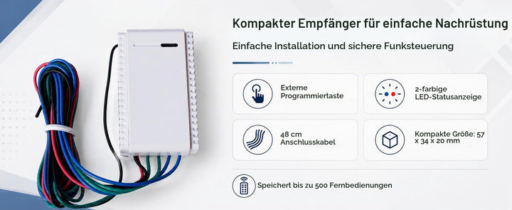 Funkempfänger-Set 433 MHz 1-Kanal mit 2 Handsendern für Garagentor - Bild 3