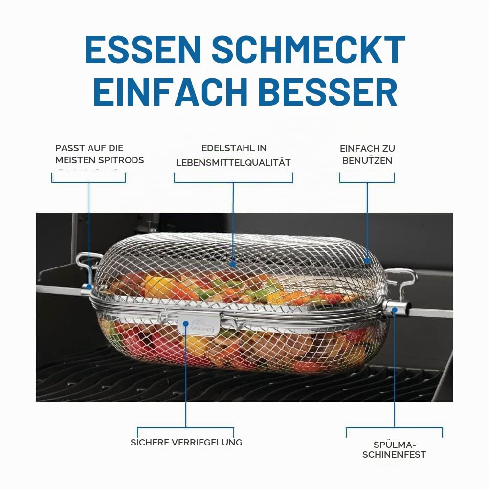 Grillkorb mit Drehspiess für Napoleon Grills, Schwarz - Bild 5