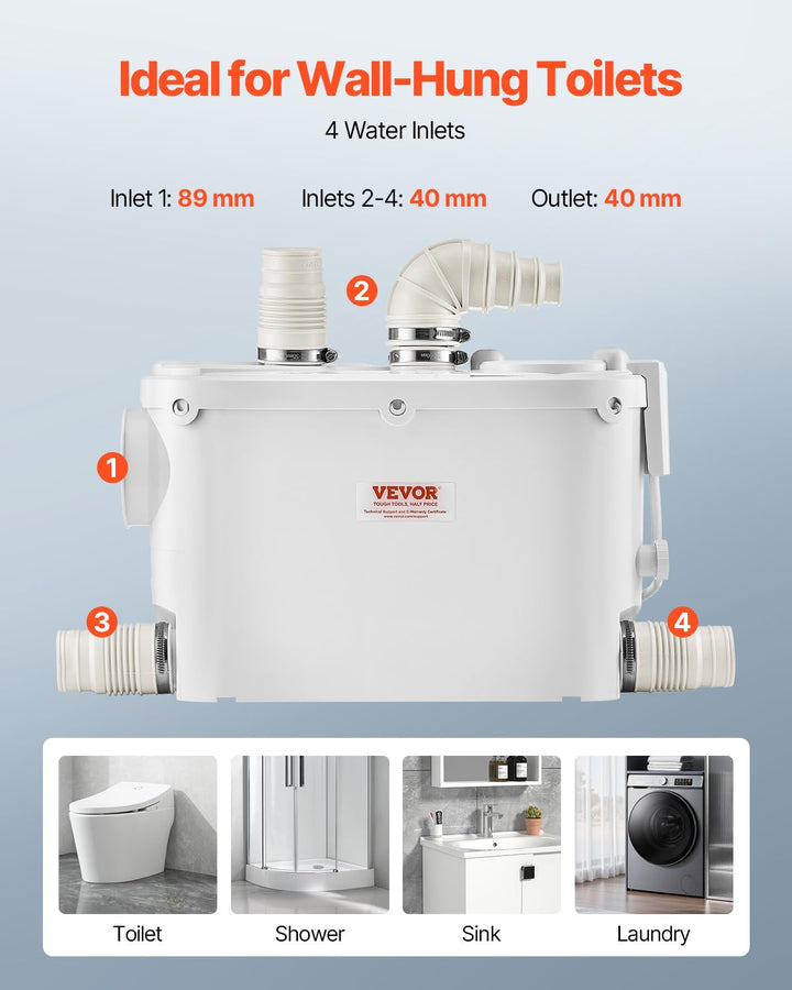Abwasser Hebeanlage 500W 8m Förderhöhe 3 Einlässe für Keller Bad - Bild 5