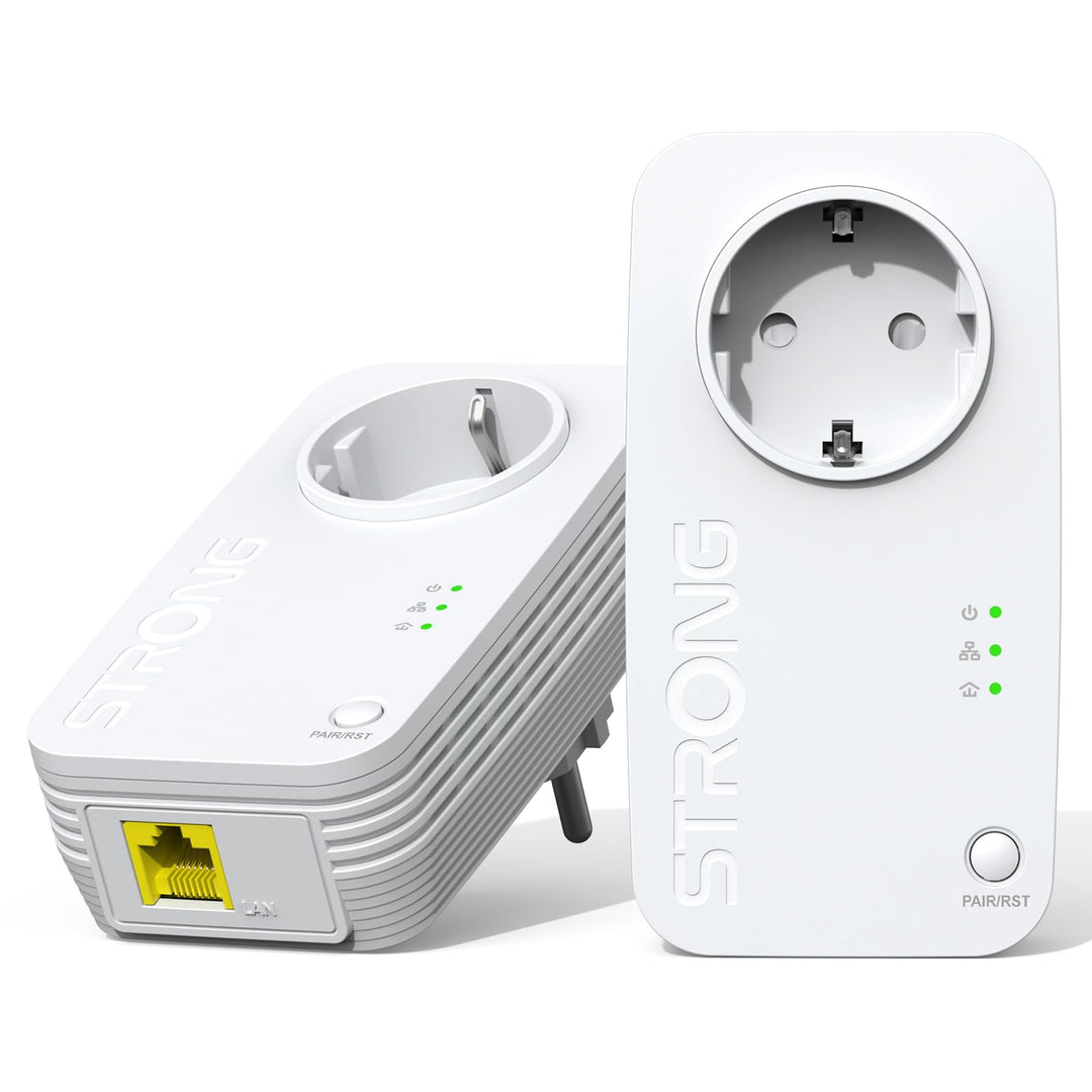 Powerline Adapter Set 600 Mbit/s mit Steckdose und LAN-Ports