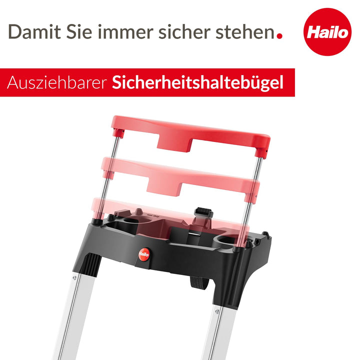 Alu-Stehleiter 5 Stufen bis 150 kg mit Haltebügel und Ablage - Bild 3