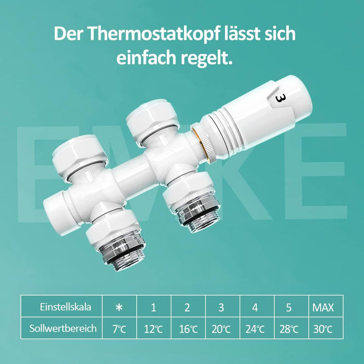 Heizkörper Multiblock Mittelanschluss Messing G1/2" für Ø15 &amp; 16mm - Bild 2