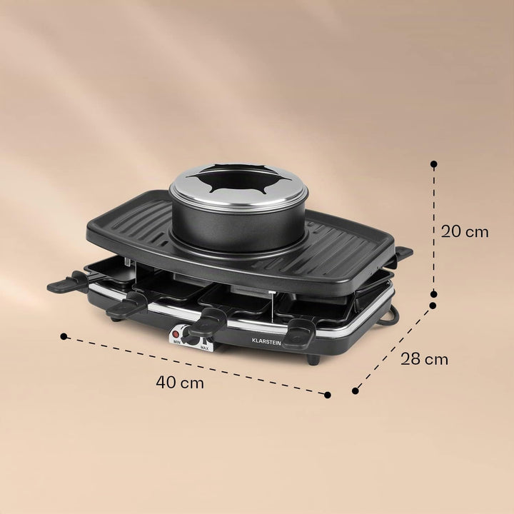 Raclette-Fondue-Set 3-in-1 mit Steinplatte 1100W fuer 8 Personen - Bild 6