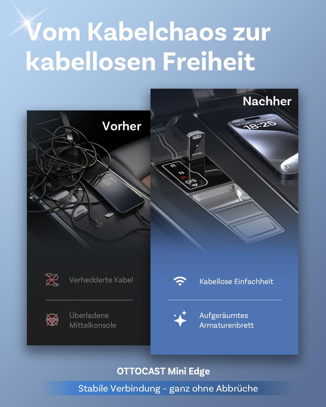 Kabelloser CarPlay &amp; Android Auto Adapter 2-in-1 USB-A/C - Bild 5