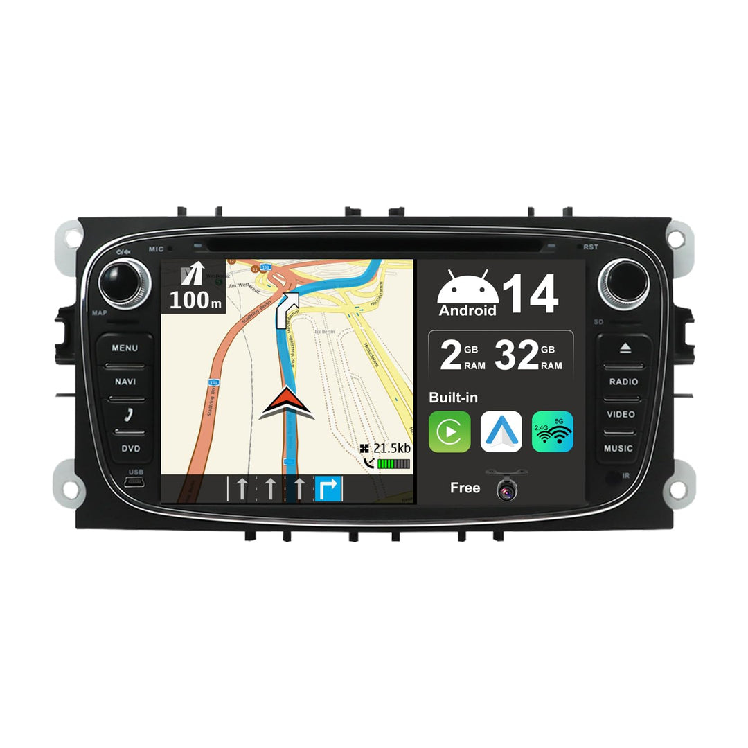 Autoradio 2 Din Android 12 für Ford Focus Mondeo S-Max 7 Zoll GPS