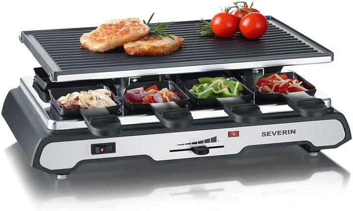 Raclette-Grill 8 Pfännchen Wendegrillplatte 1300W für 8 Personen