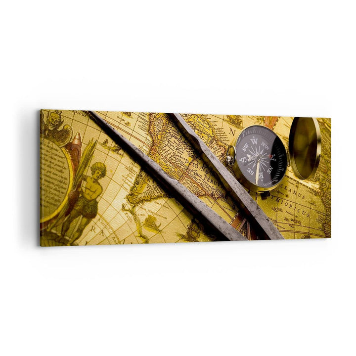 Leinwandbild Weltkarte Vintage 100x40cm aufhängefertig
