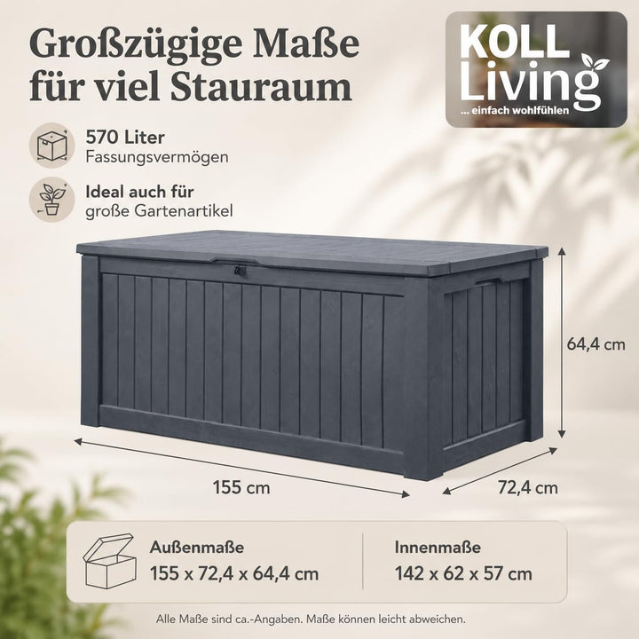 Auflagenbox 570 Liter Holzoptik Anthrazit Wasserdicht für Garten - Bild 5
