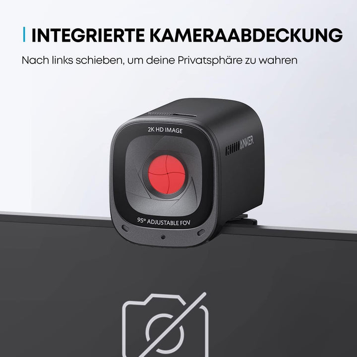 USB-Webcam 2K mit Stereo-Mikrofon, 3 Sichtfelder, Sichtschutz - Bild 3