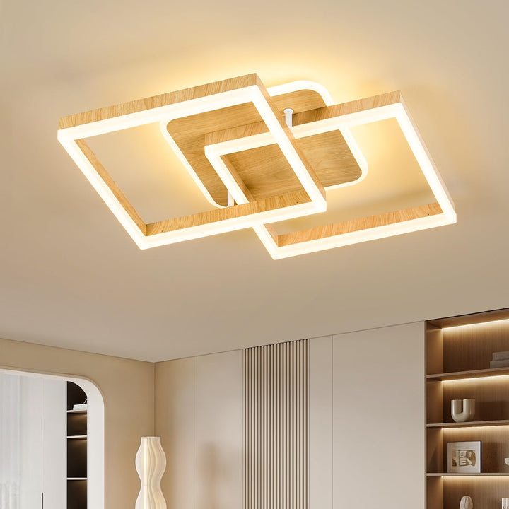 LED Deckenleuchte Holzoptik Geometrisch 40W dimmbar mit Fernbedienung - Bild 7