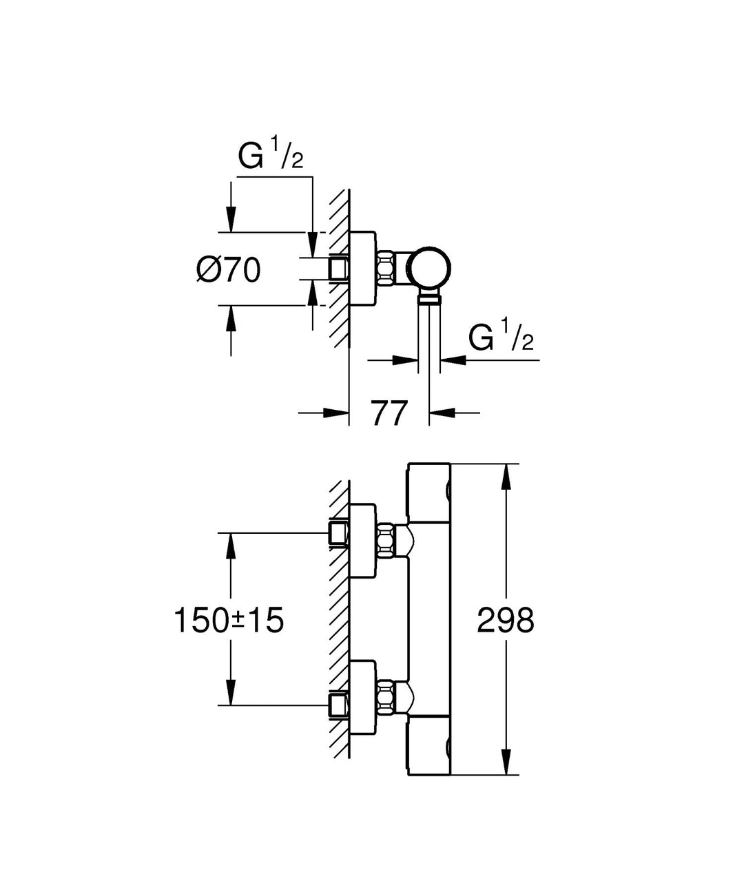 Thermostat-Brausebatterie Supersteel 1/2" mit Verbrühschutz - Bild 2