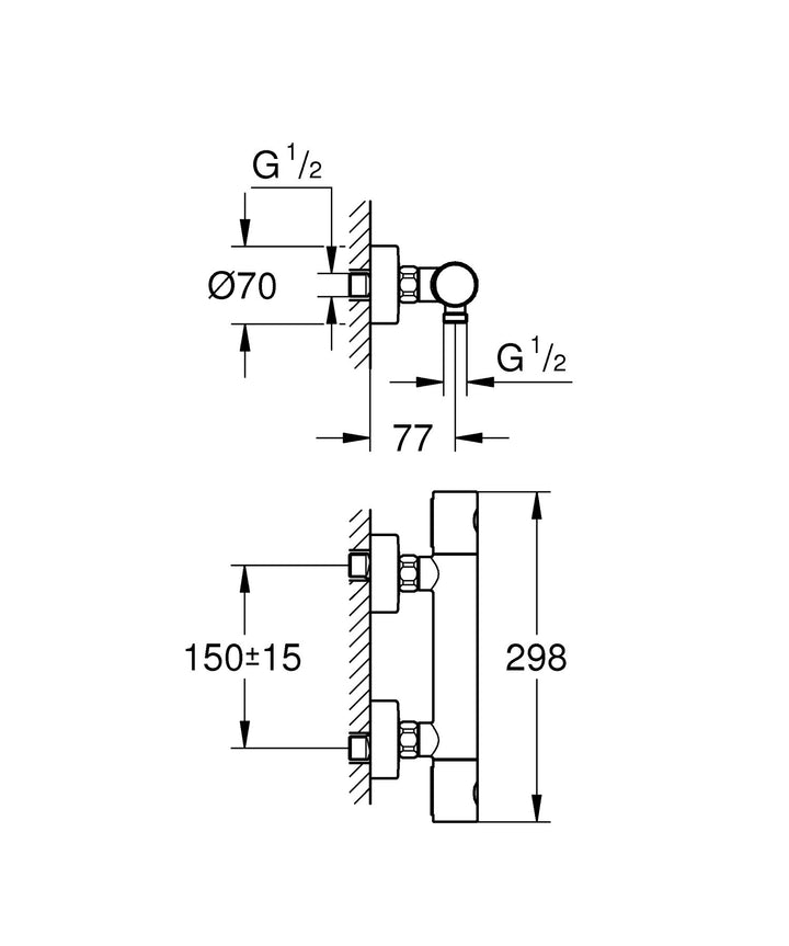 Thermostat-Brausebatterie Supersteel 1/2" mit Verbrühschutz - Bild 2