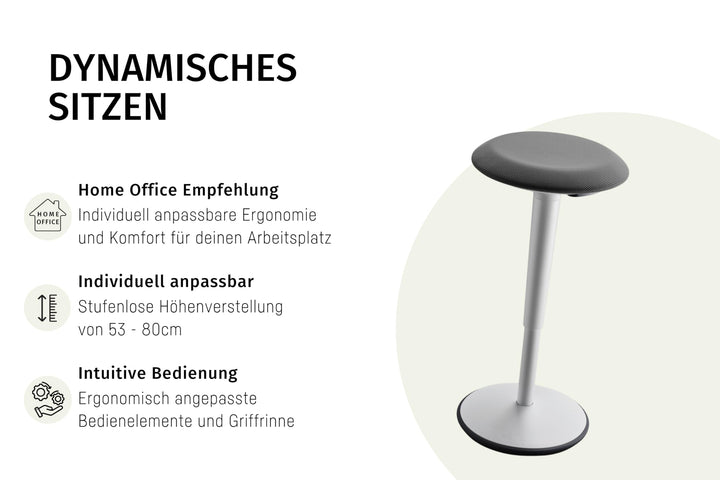Ergonomischer Stehhocker höhenverstellbar 53–80 cm Kunststoff Rot - Bild 6