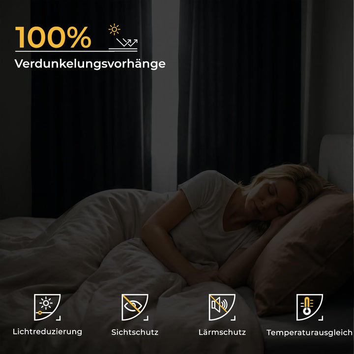 Verdunklungsvorhänge 100% Blickdicht Hellbeige 2er-Set 245x140 cm - Bild 2