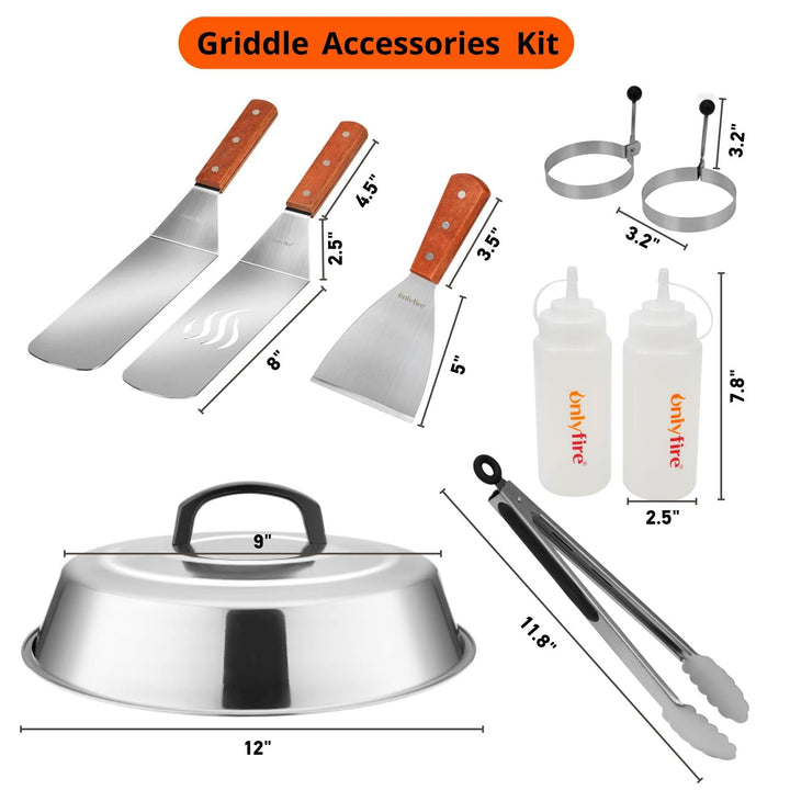 Plancha Grillbesteck Set 9-teilig Edelstahl mit Spatel Zange Schmelzkuppel - Bild 6
