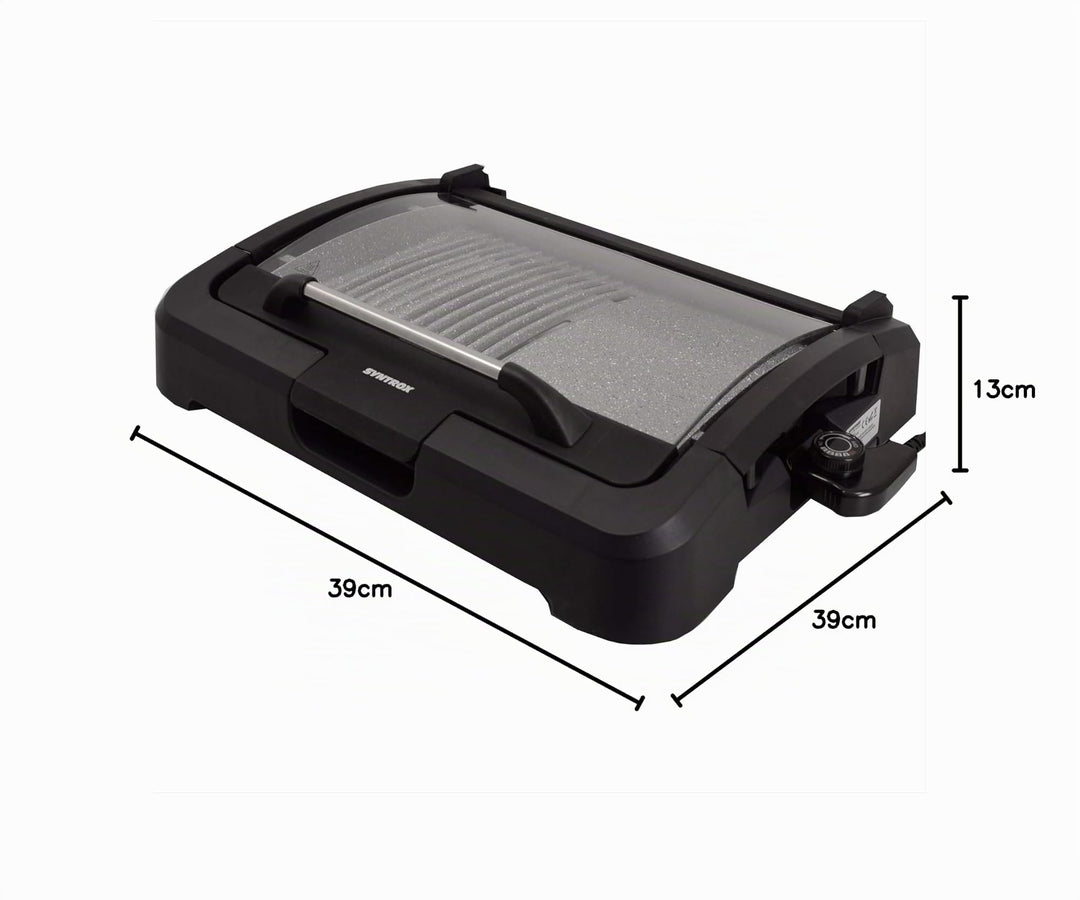 Elektro-Tischgrill Keramik-Grillplatte 39x29 cm mit Glasdeckel 2200W - Bild 10