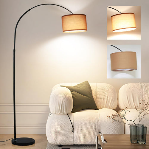 Bogenlampe Stehlampe Vintage Leinen-Schirm Teleskop 165–180 cm