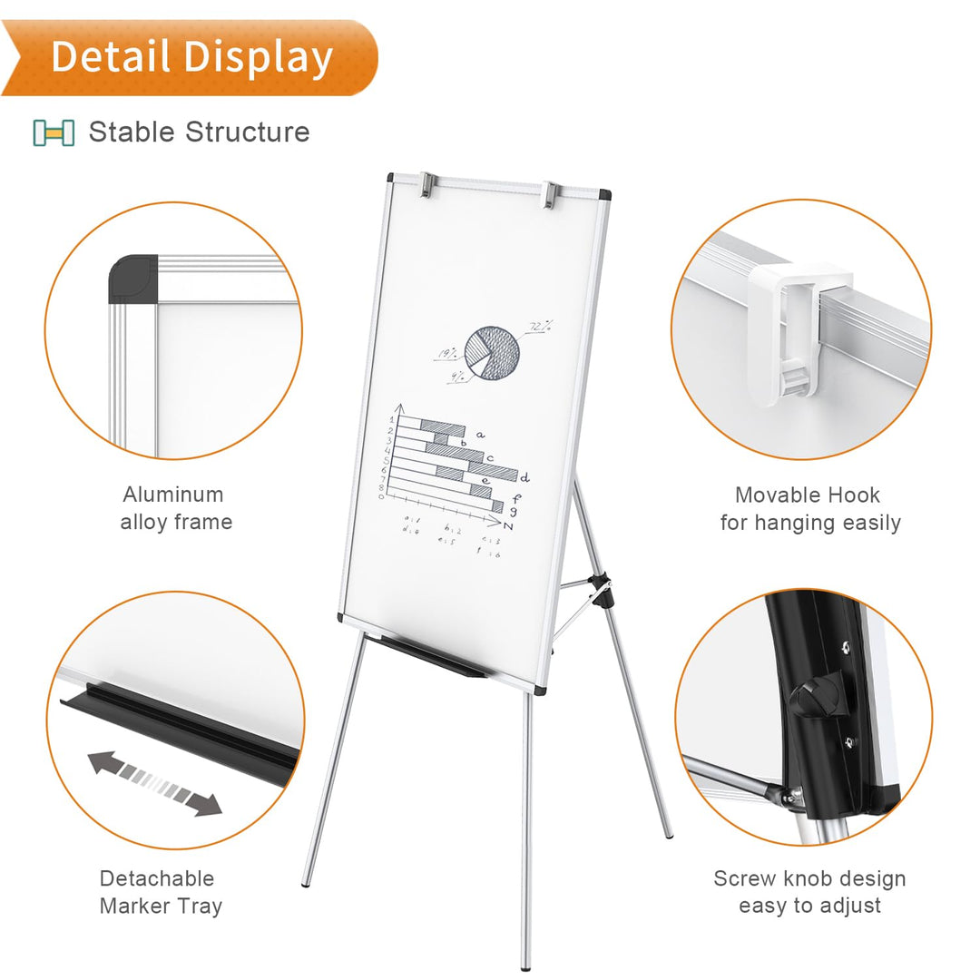 Magnetisches Flipchart-Whiteboard 90x60 cm mit Stiftablage - Bild 3