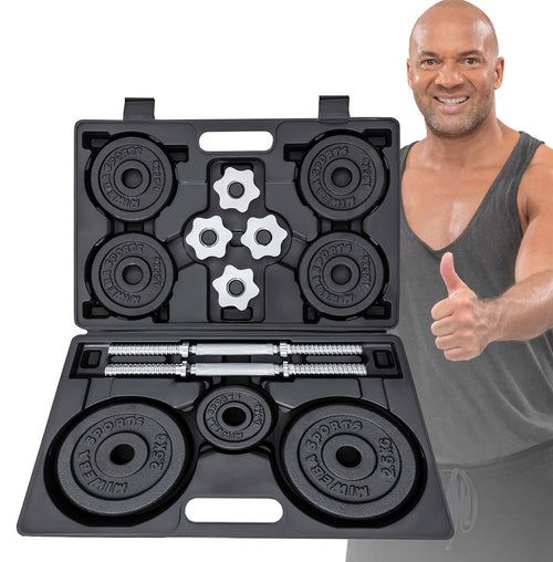 Kurzhantel-Set 20 kg mit Koffer verchromter Stahl variabel