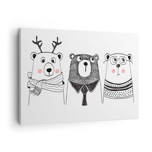 Leinwandbild Schwarz-Weiss Kinderzimmer Tiere 70x50 cm