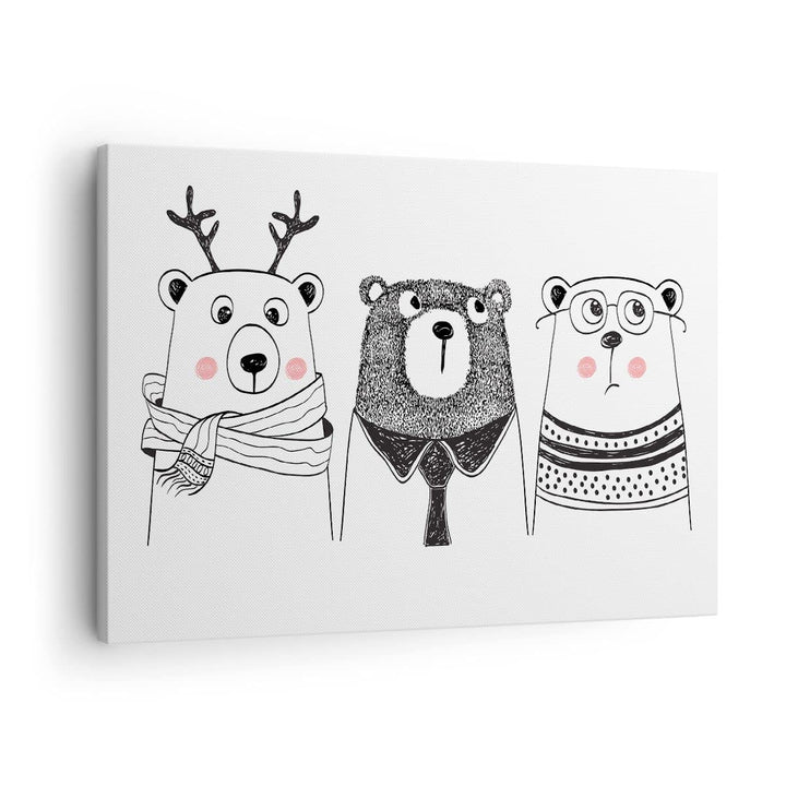 Leinwandbild Schwarz-Weiss Kinderzimmer Tiere 70x50 cm
