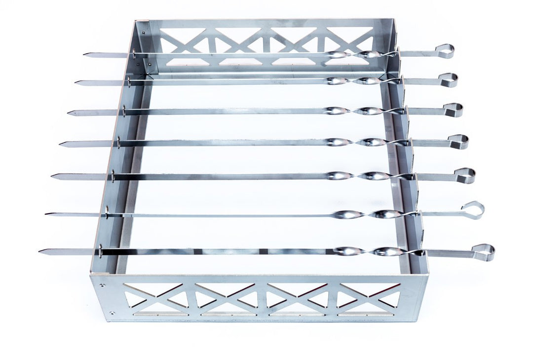 Spießaufsatz Edelstahl 40x35cm Kebabgrill Set mit 7 Grillspiessen - Bild 2