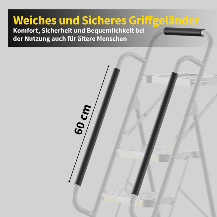 Klapptreppe 5 Stufen mit Werkzeugablage und 3 Handläufen - Bild 6