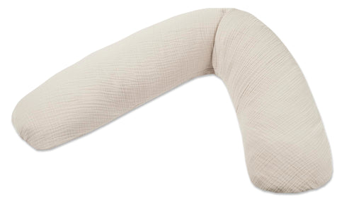 Stillkissen & Schwangerschaftskissen 180cm Musselin Baumwolle Sandbeige