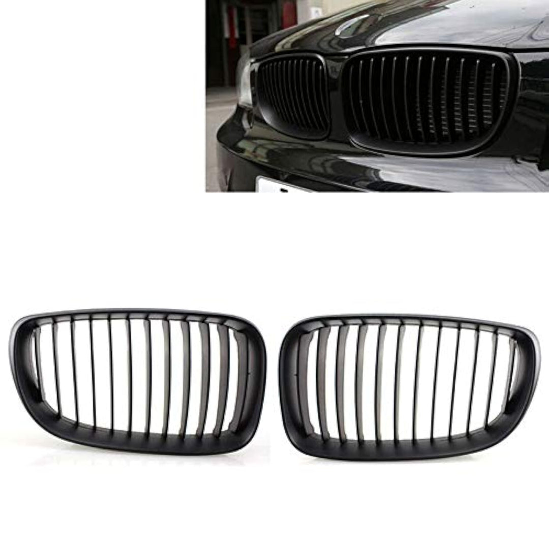 Kühlergrill ABS Schwarz Matt für BMW 1er E81 E82 E87 E88 LCI, 2-teilig