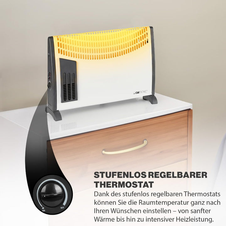 Konvektor Heizung 2000W mit Thermostat für Räume bis 40m² - Bild 2