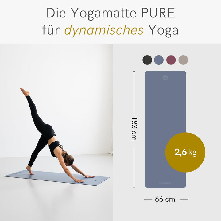 Yogamatte Naturkautschuk rutschfest 183x66cm 5mm für Yoga &amp; Fitness - Bild 2