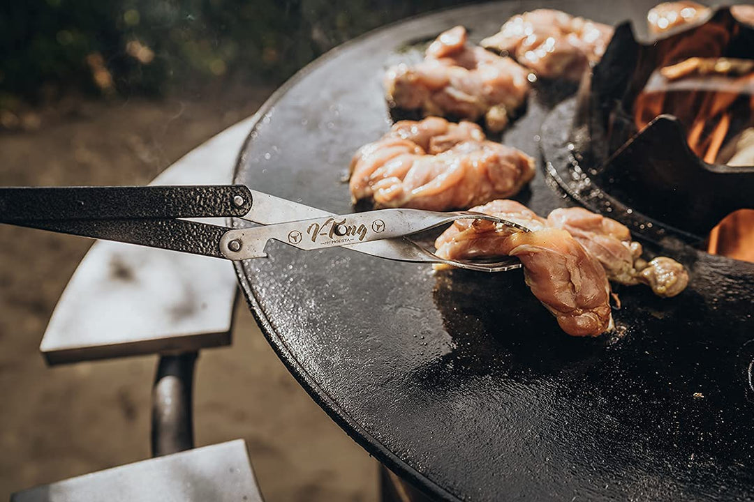 Grillzange Edelstahl 43 cm mit Holzgriff für Grill und Ofen - Bild 3