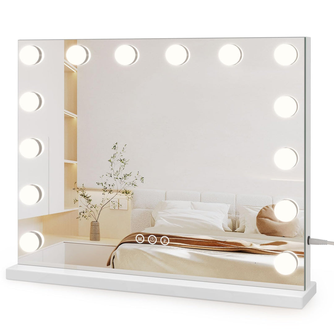 Schminkspiegel mit Beleuchtung 14 LED 3 Lichtfarben 50x42 cm