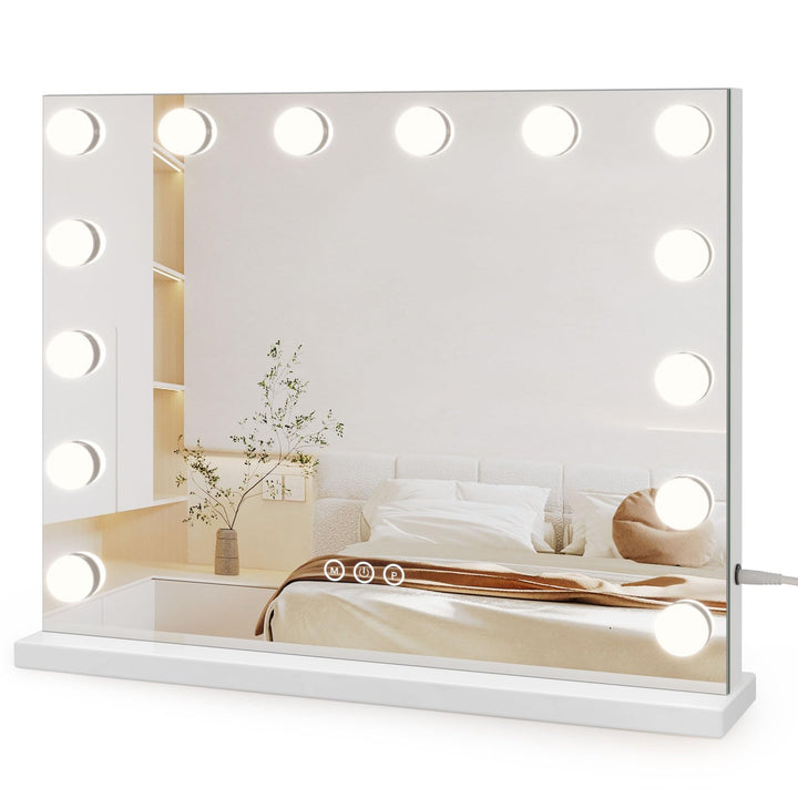 Schminkspiegel mit Beleuchtung 14 LED 3 Lichtfarben 50x42 cm