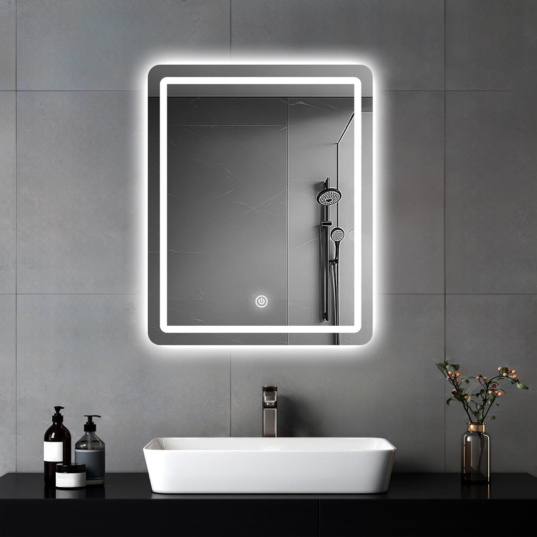 Badspiegel mit LED-Beleuchtung rahmenlos 60x45 cm dimmbar