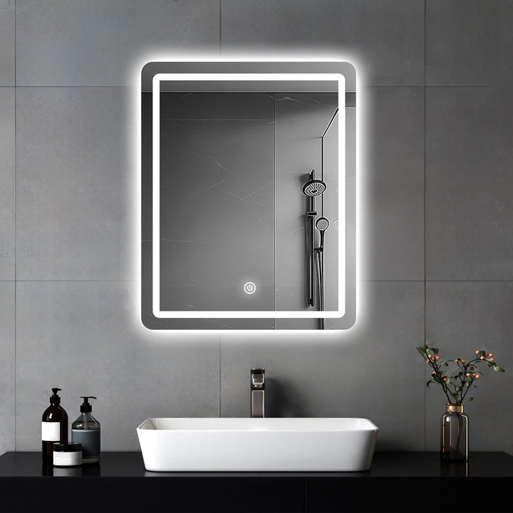 Badspiegel mit LED-Beleuchtung rahmenlos 60x45 cm dimmbar