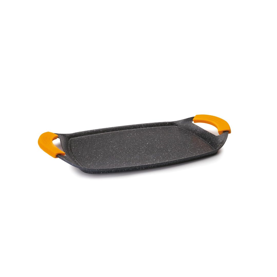 Grillplatte Silikon 28 cm für Grill und Herd, schwarz-orange