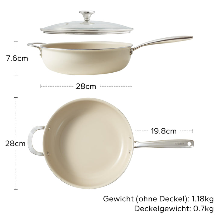 Bratpfanne 28cm Keramik Antihaft mit Deckel PTFE-frei Induktion - Bild 9